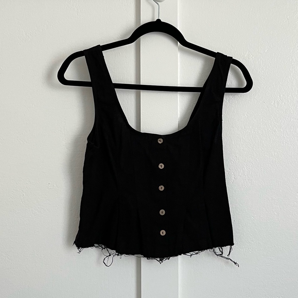 Free People Button Down Square Neck Top